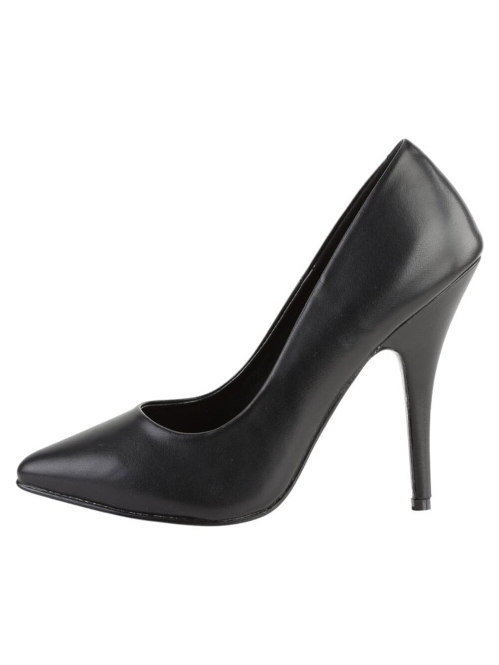 Black Leather Pointy Toe Stiletto High Heel Shoes